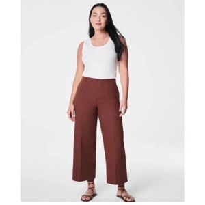 SPANX - Stretch Twill Cropped Wide Leg Pant - Hickory. Size large